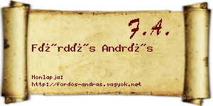 Fördős András névjegykártya