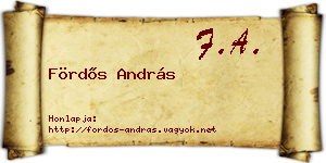 Fördős András névjegykártya